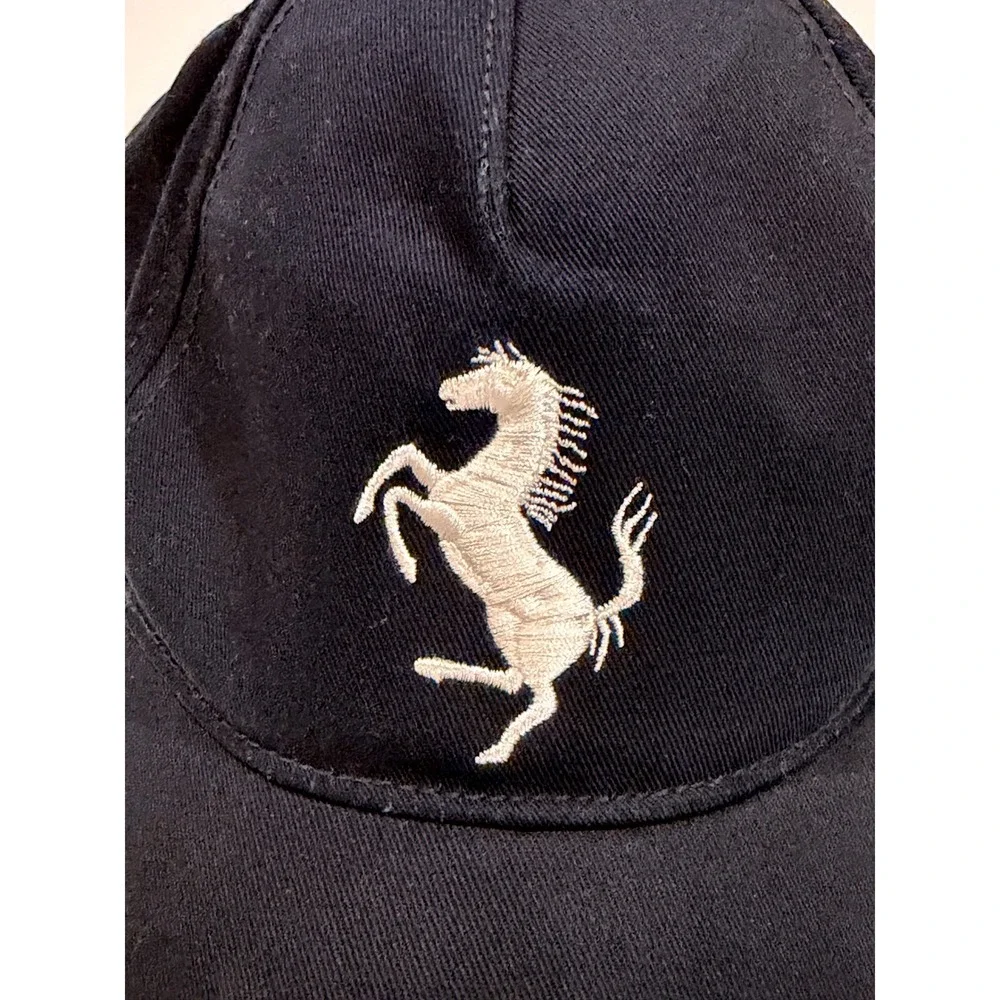 Ferrari Black Baseball Cap with White Prancing Horse